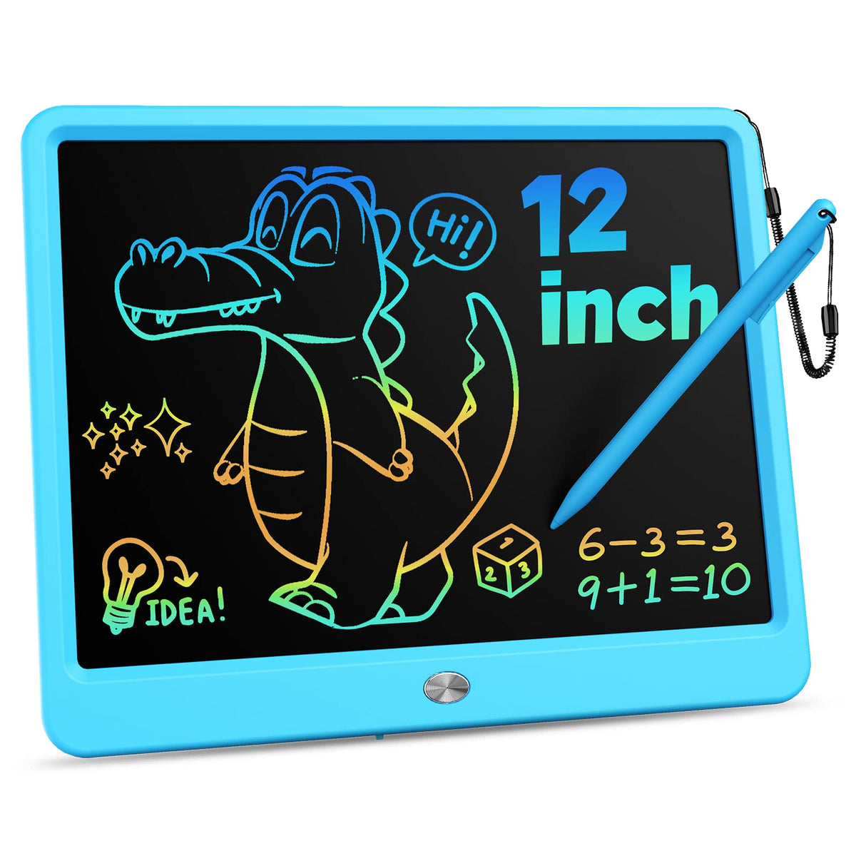 12 Inch LCD Writing Tablet with Anti-Lost Stylus, Erasable Doodle Board Colorful Toddler Drawing Pad, Car Travel School Games Toys for 3 4 5 6 7 8 Kids, Birthday Gift for Girls Boys Adults Blue