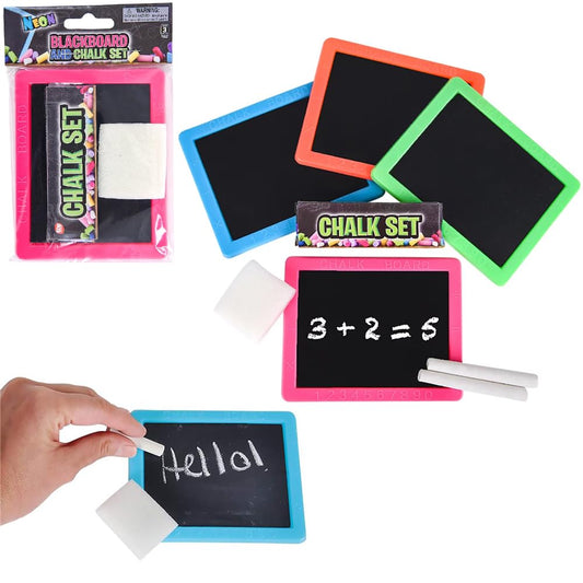 Kinder King Neon Chalkboard Set Includes Board, Chalk, and Eraser, Educational Learning, Kids Prizes, Prize Giveaways, Party Favors - Assorted Colors (Single)