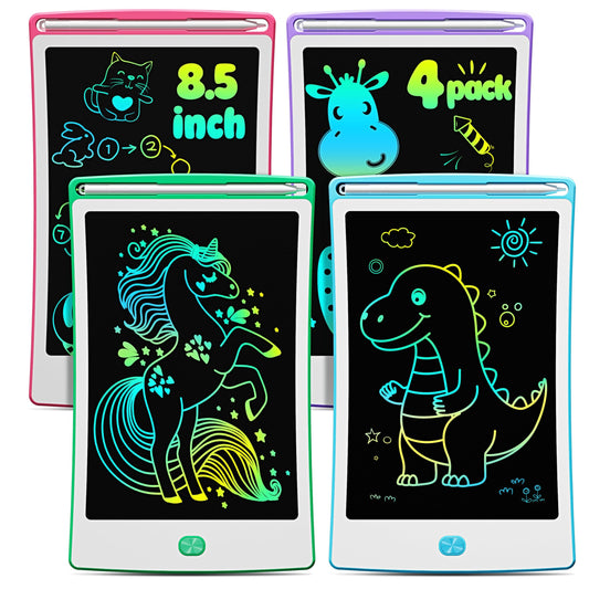 Kinder King 4 Pack LCD Writing Tablet, 8.5 Inch Colorful Toddlers Drawing Tablet for Kids, Creative Doodle Board Drawing Pad, Toy Birthday Gift for 3-6 Year Old Girls Boys