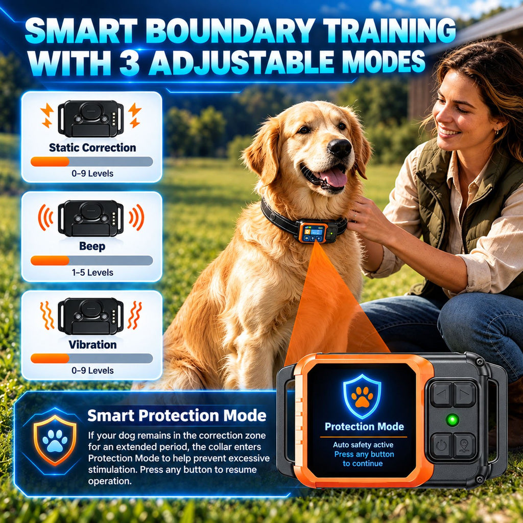 CICPAP GPS Wireless Dog Fence, Portable Custom and Circular Boundary System, 49-6500 FT Range, No Subscription, IP67 Waterproof Rechargeable Collar for 15-110 lb Dogs
