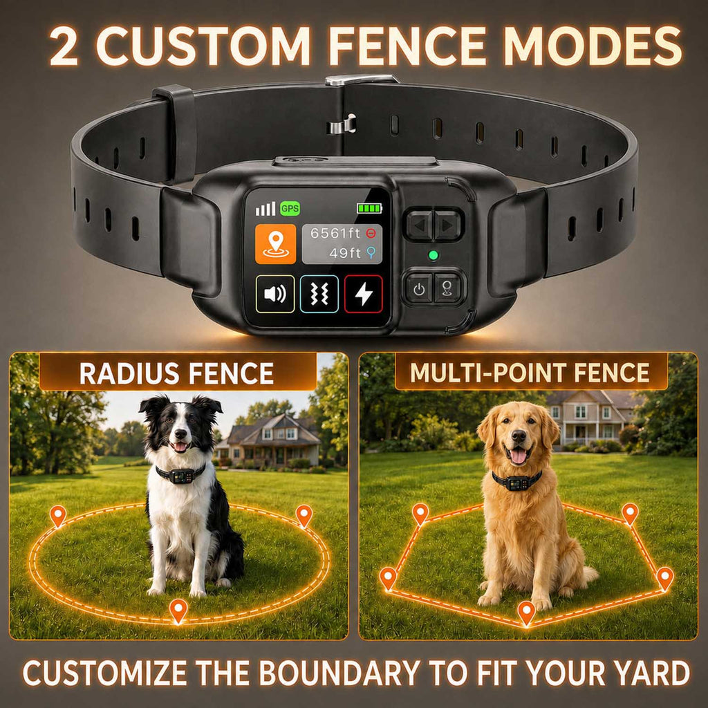 CICPAP GPS Wireless Dog Fence, 2 Fence Modes, 49-6561ft Radius & Custom-Shaped Boundary, No App or Subscription, Waterproof Dog Collar