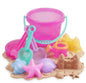 Kinder King 10PCS Sand Toys for Toddlers 1-3 3-5, Pink Beach Toys Set for Girls 18M+, Translucent Sand Castle Molds, Bucket, Sifter, Shovels & Watering Can, Durable Sandbox Toys for Kids